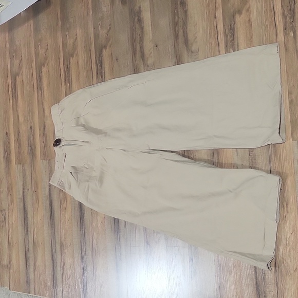 FASHION NOVA Tan High Waist Tortoise Button Wide Leg Pants - Picture 2 of 14